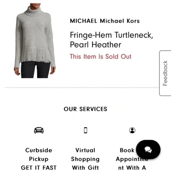 Michael Kors Gray Fringe Hem Turtleneck Sweater - Picture 7 of 8